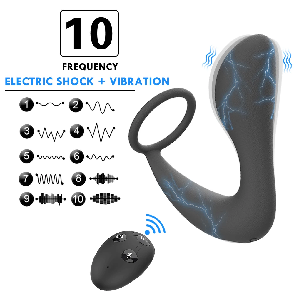 Electric Shock Vibrating Prostate Massager Men Anal Plug Remote Control Vibrator For Dildo Silicone Adult Sex Toys | Красота и
