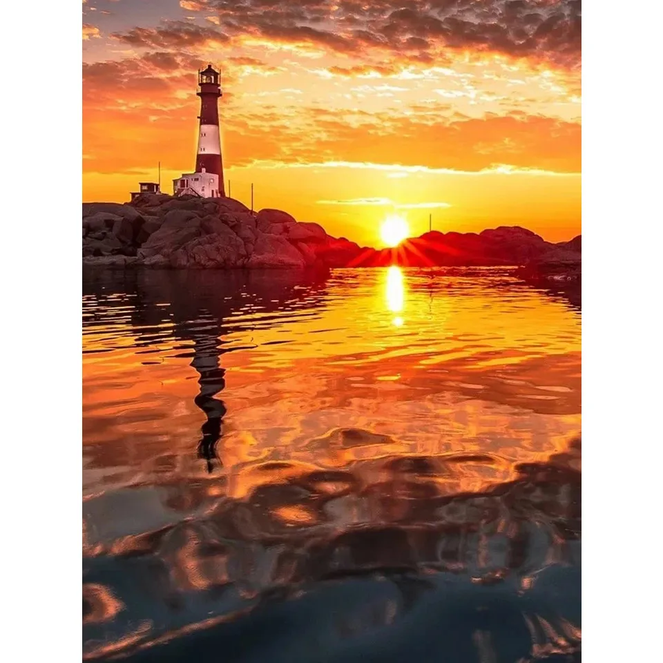 

Алмазная 5D картина «сделай сам», картина с полными квадратными стразами, с изображением озера, заката, пейзажа, вышивка крестиком, искусстве...