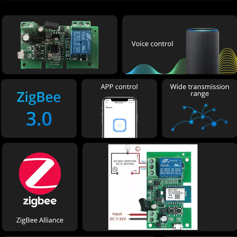 Модуль переключателя Tuya Zigbee с индукцией RF433 переключатель сделай сам 5-32 В