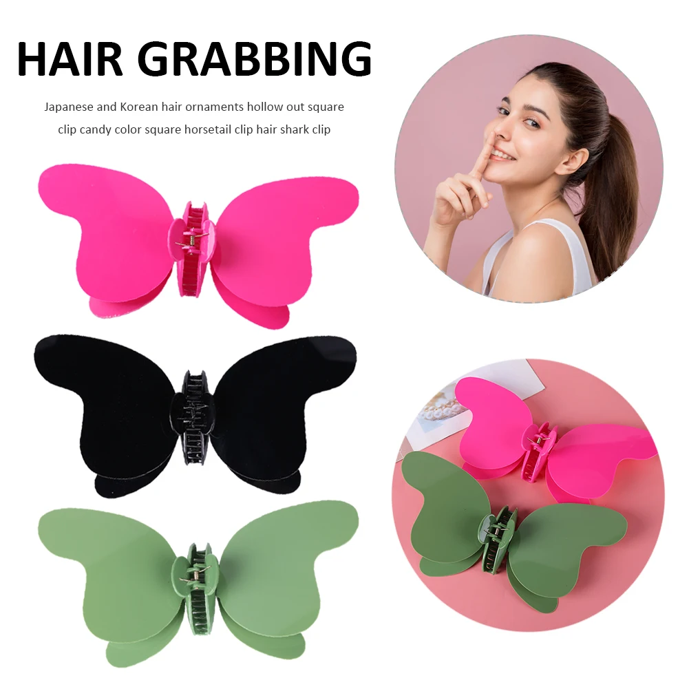 

Однотонные большие заколки для волос в форме бабочки, захват-коготь, нескользящая заколка для волос, вьющиеся прямые длинные волосы, стильн...