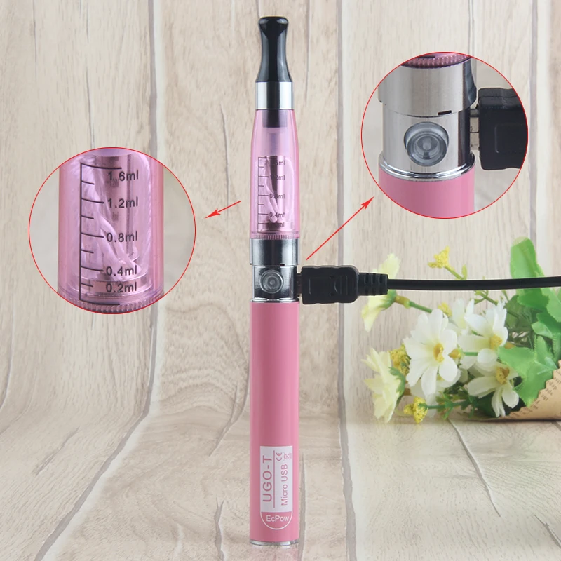 Pink Электронная сигарета eGo T CE4 650mAh одиночный блистерный стартовый комплект Ugo Vape ручка 510 резьба микро USB Проходная батарея - Цвет: Pink