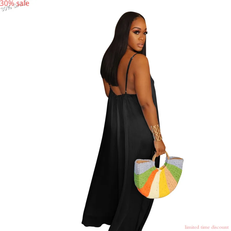 Женское шифоновое платье на бретельках с V образным вырезом и открытой