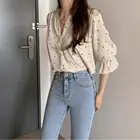 Блузка женская шифоновая с длинным рукавом, весенняя, белая