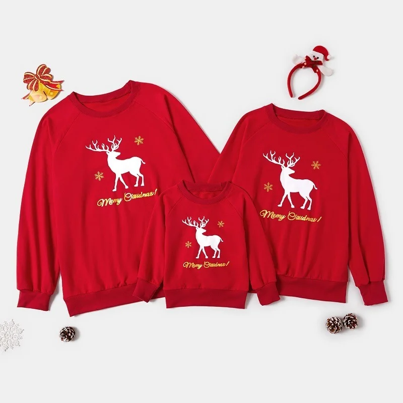 

Mother Daughter Son Sweaters Pullover Christmas Dad Baby Kids Pajamas Girls Red Sweatshirt Family Look Mommy and Me Sweaters