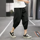 Мужские летние брюки-фонарики в китайском стиле из хлопка и конопли, корейская мода, уличный стиль, свободные брюки в стиле хип-хоп, Пляжные штаны 2020