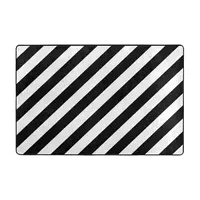Black And White Diagonal Stripe Doormat Carpet Mat Rug Polyester Non-Slip Floor Decor Bath Bathroom Kitchen Balcony 60*90