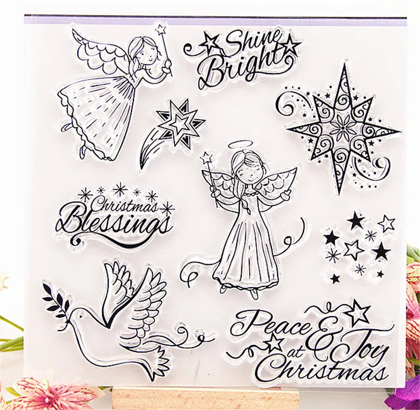 

14x14cm Angel girl Transparent Clear Stamps Silicone Seals Roller Stamp DIY scrapbooking photo album/Card Making Easter