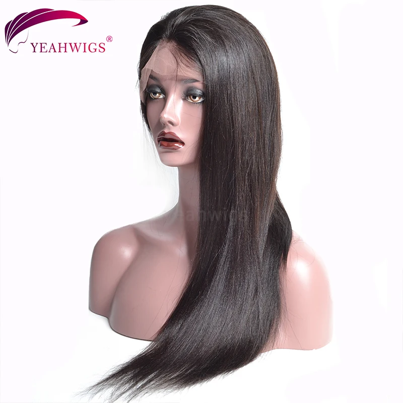 Yeahwigs Yaki прямой 360 синтетический парик Remy 150% плотность 360 светлый Yaki прямой парик