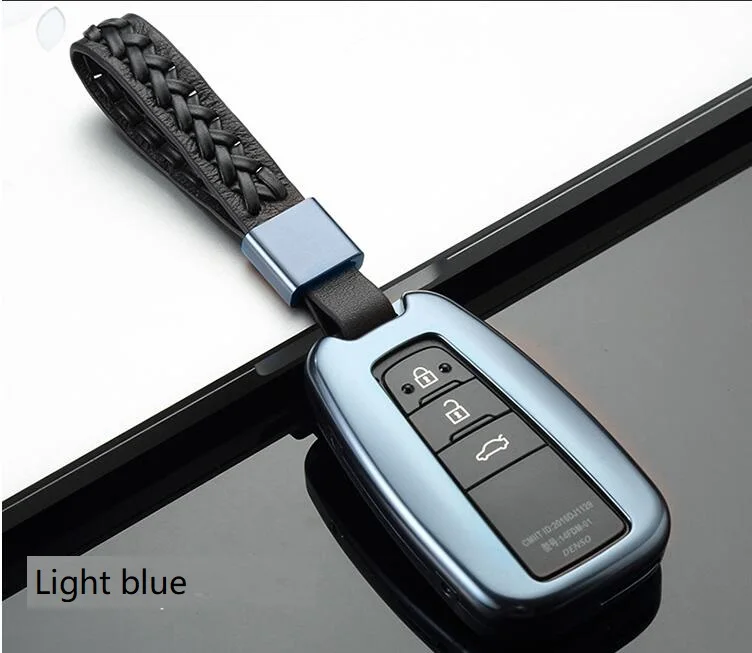 

Car Aluminium Alloy Key Holder Cover Case Shell Chain For Toyota Camry Corolla C-HR CHR Prado 2018 2/3 Buttons Key Protection