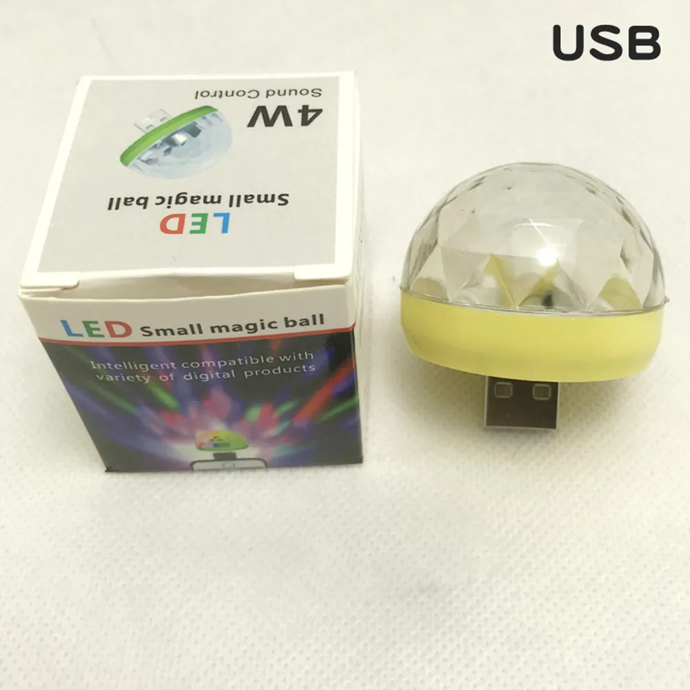 Yellow Adeeing USB диско светильник светодиодный вечерние светильник s Портативный хрустальный магический шар красочный эффект сценический светильник для дома вечерние караоке Декор - Цвет: Yellow