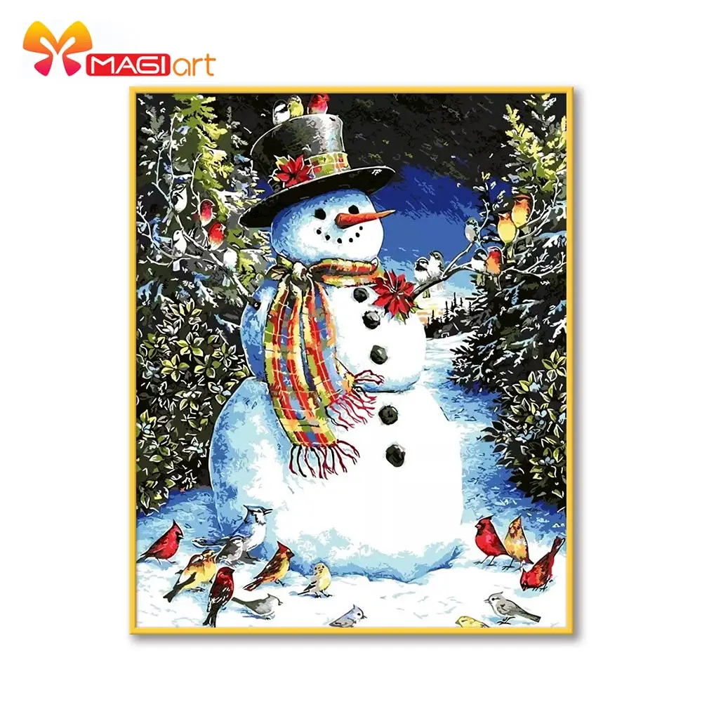 

Cross stitch kits Embroidery needlework sets 11CT water soluble canvas patterns 14CT Full Christmas Birds snowman -NCMC069