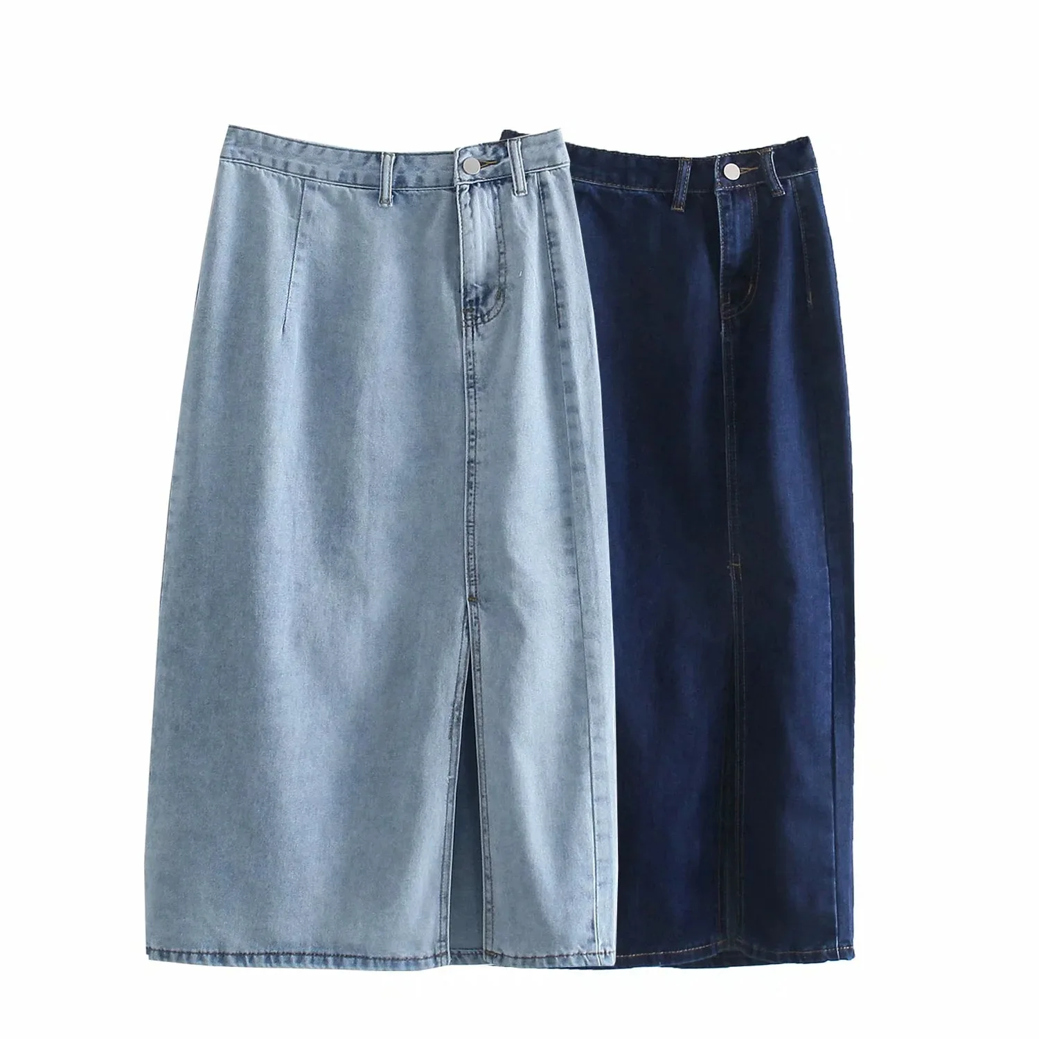 

Весна 2021 новая женская мода имеет длинную юбку с высокой талией и тонкими боковыми разрезами DLBSQ387