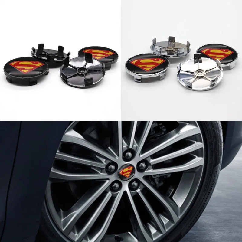 

For Superman-logo car personality modification styling accessories, 4pcs 68mm car logo wheel center hub cover badge cover
