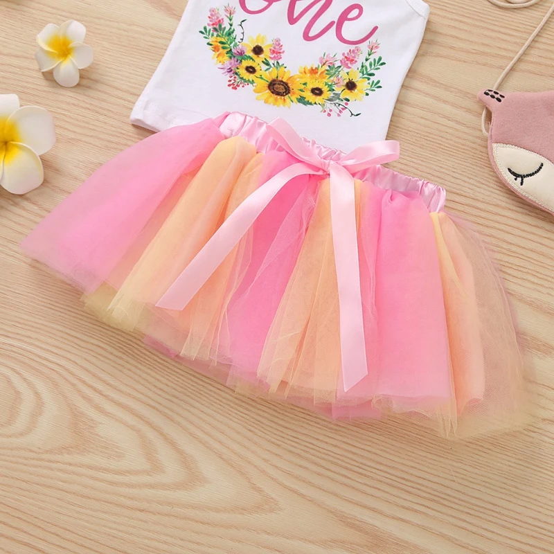 

Summer Kids Baby Girl Clothes Sets Sleeveless T-shirt Tops Tutu Skirt Baby Clothes 2PCS Outfits