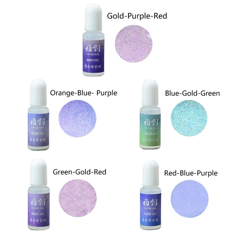 

10 Color Aurora Chameleon-Resin Pigment Kit Colors Change Resin Colorant Dye Kit X5QE