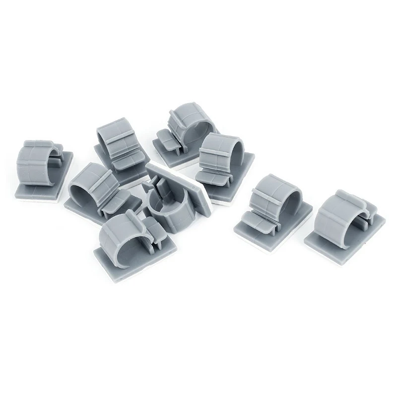 

10 Pieces Gray Plastic Self-Adhesive Wire Rope Cable Clip Gripper Clamps
