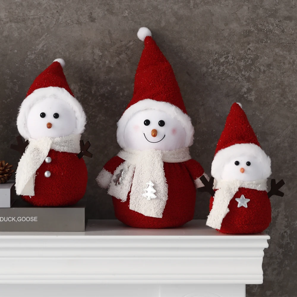 

26/30/37cm Cute Red Snowman Christmas Decorations For Home Snowman Xmas Tree Ornaments Winter Decor Navidad New Year Kids Gifts