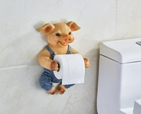 3d toilet paper holder hygiene resin tray free punch hand pig tissue box household paper towel holder shelves wall plastic