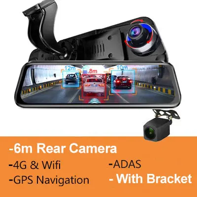 With Bracket 4G 1" HD 1080P зеркало заднего вида Автомобильный видеорегистратор gps навигатор wifi ADAS Dash Cam двойной объектив видеорегистратор с ночным видением Авто регистратор камера - Название цвета: With Bracket