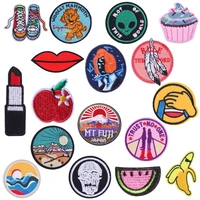 iron on red lip embroidered patches for clothes sew on fabric appliques for t shirt custom embroidery badge for jacket decration