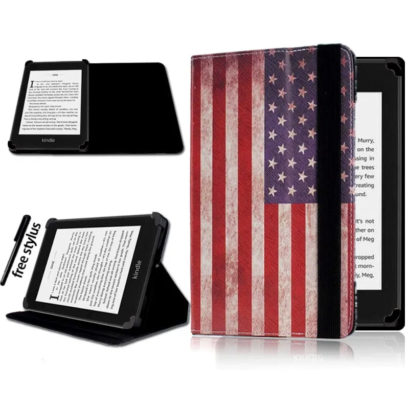 USA American Flag KK&LL для Amazon Kindle 4/5/7/8/9 Paperwhite 1/2/3/4/Kindle Fire HD 6 дюймов 4th/5th Gen Кожаная подставка для планшета Чехол-книжка чехол - Цвет: USA American Flag