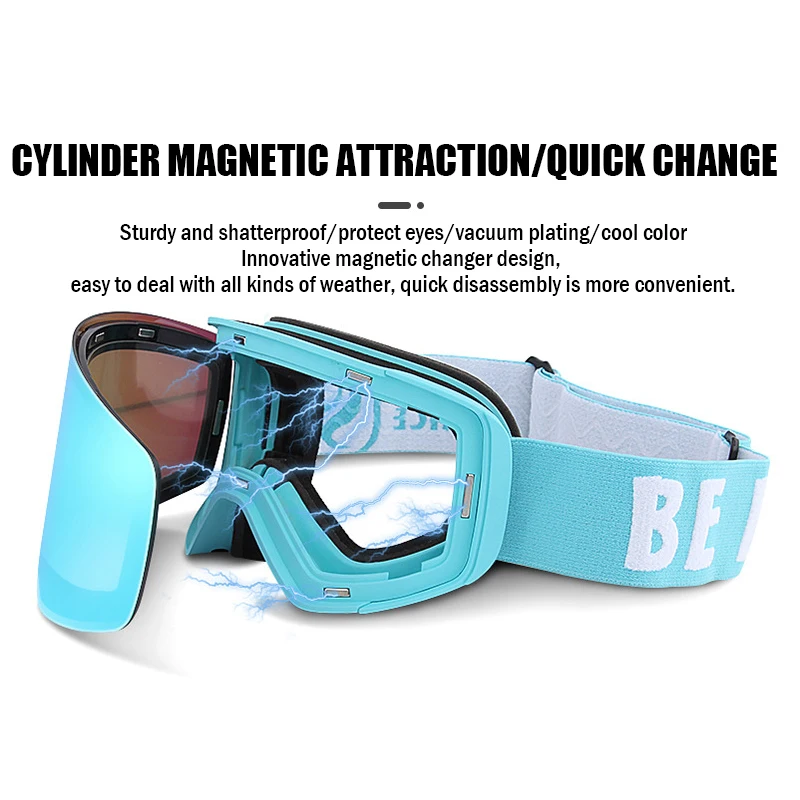 Лыжные очки для мужчин и женщин, двухслойные магнитные противотуманные очки UV400 цилиндр для очков, защитные очки для катания на лыжах, сноуб... от AliExpress WW