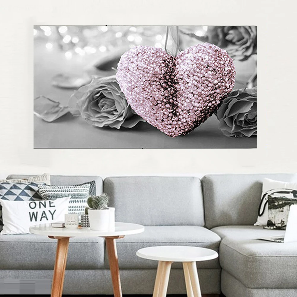 

Wall Decor Print Painting Modern Pink Heart Canvas Printed Art Painting Hanging