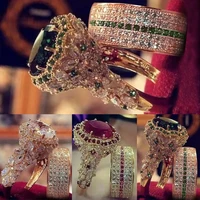 fashion luxury princess ring cubic zircon bridal marriage elegant accessories brilliant rings for women couple wedding jewelry