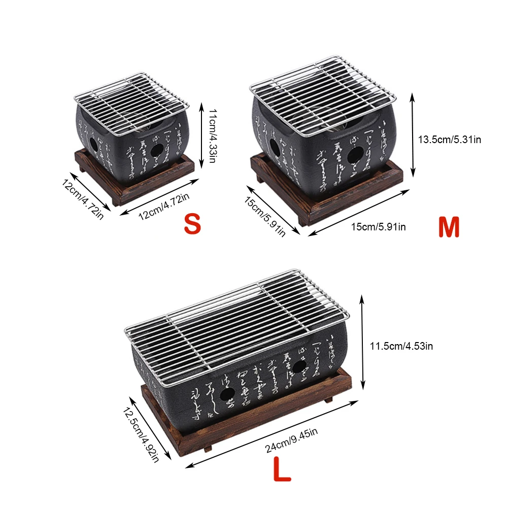 

Japanese Style Grill Portable BBQ Grill Table Top Barbecue Stove Japanese Food Charcoal Stove with Wire Rack and Base Tray