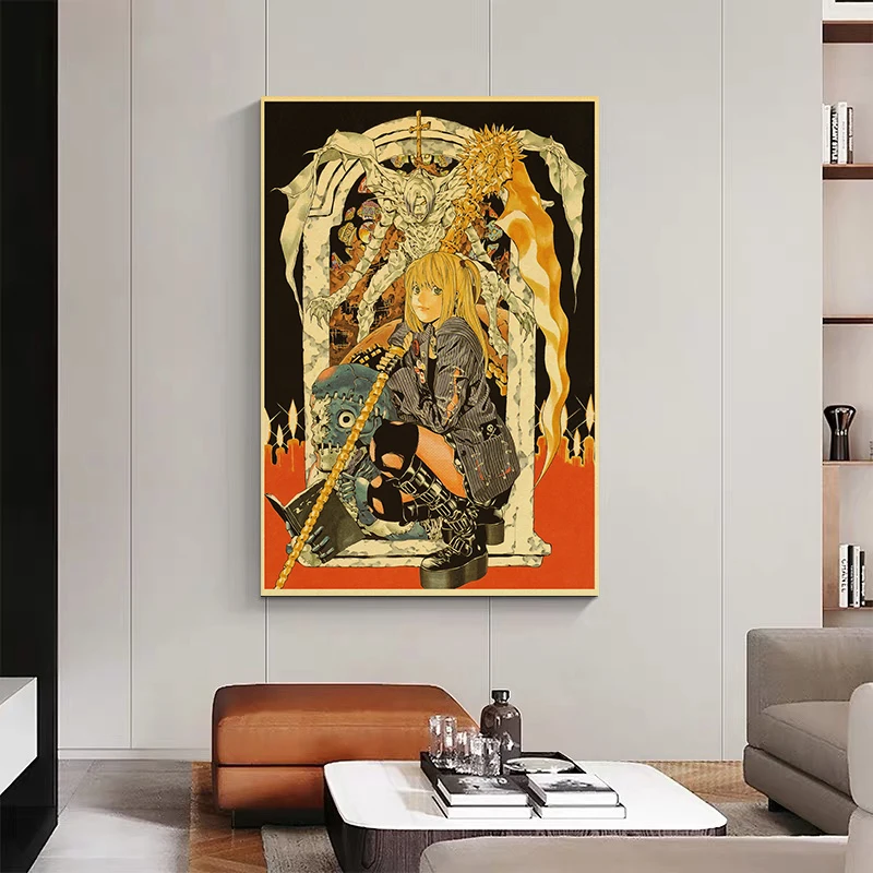 Классический японский аниме "Тетрадь Смерти" холстная живопись и постер для стен для гостиной, коридора, декора дома, картины "Куадрос он".