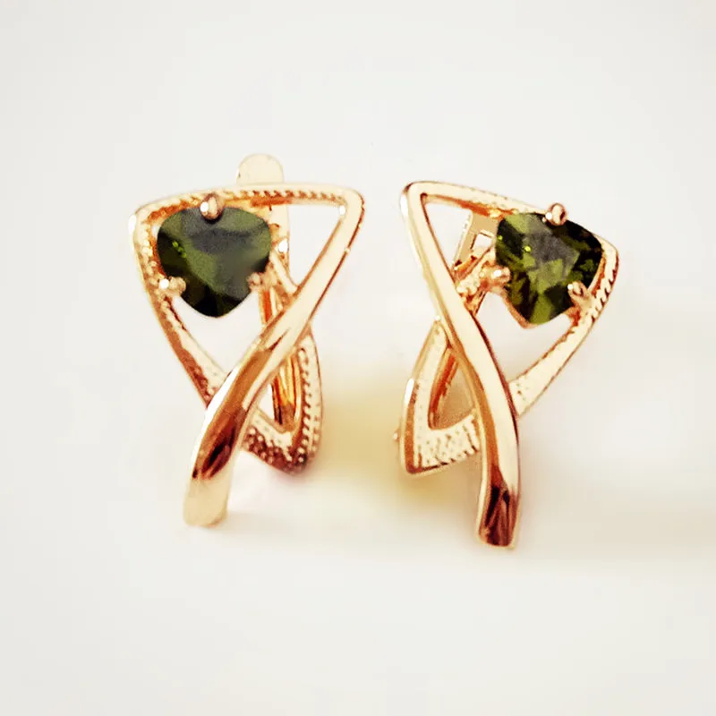 Женские серьги подвески из розового золота 585 пробы с фианитами|drop earrings|earrings