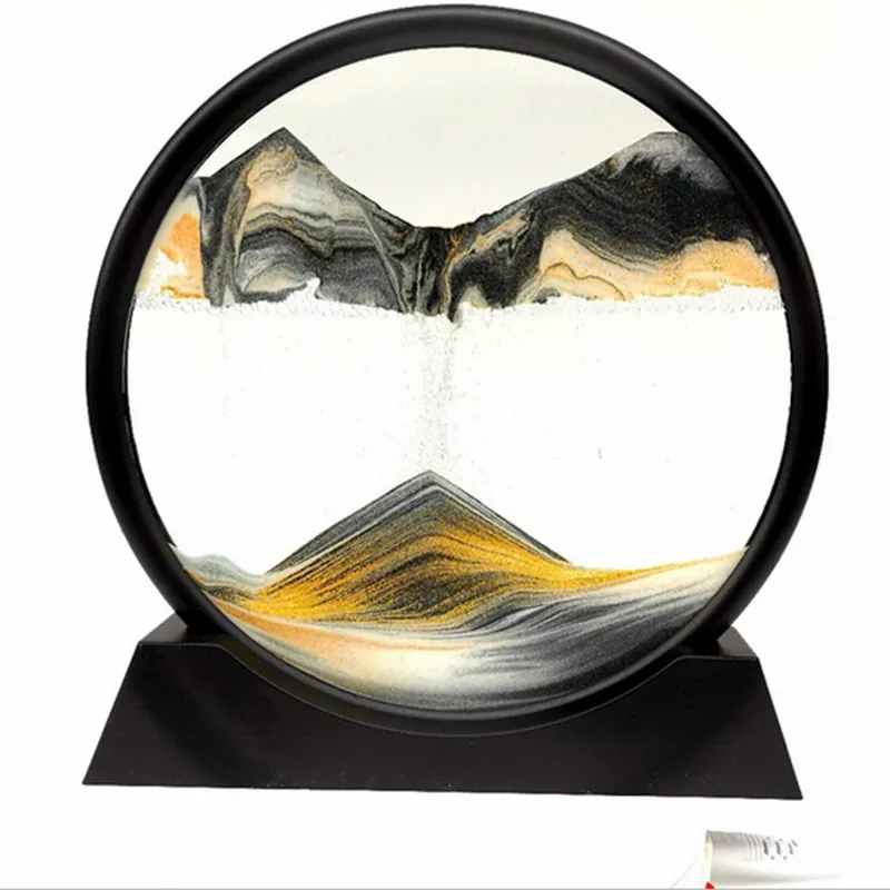 

3D Glass Sandscape Creative in Motion Hourglass Moving Sand Frame Art Picture Display Flowing Gift Home Decor 7/12inch