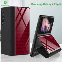 floveme luxury tempered glass case for samsung galaxy z fold 3 5g case plating frame hard glass cover for galaxy z fold3