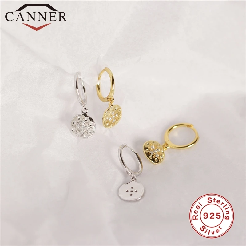 INS Style 925 Sterling Silver Charming Geometric Minimalist Zircon Hoop Earrings Moon/Shell Gold Round Jewelry | Украшения и