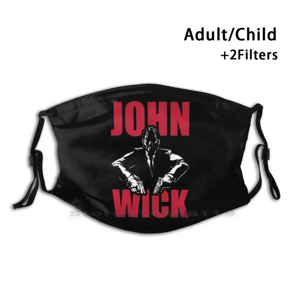 

John Wick Silhouette Reusable Mouth Face Mask With Filters Kids John John Wick John Wick Baba Baba Yaga Keanu Keanu Reeves