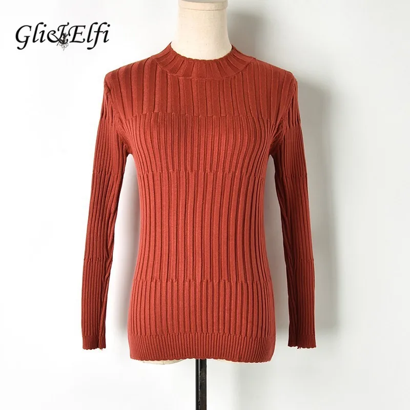 Женский простой свитер в полоску вязаный Осень-зима 2019 Тонкий Топ из тонкой ткани