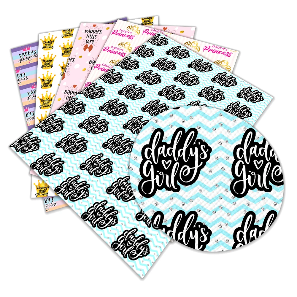 

Printing PU Leather Fabric Daddy's Little Girl DIY Handmade Sewing Clothes Supplies Decor 30 X 136cm