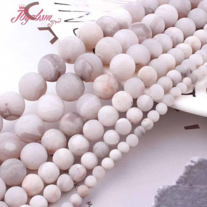 6 8 10mm Frosted Round White Crazy Lace Agates Natural Stone Bead For DIY Necklace Bracelets Jewelry Making 15&quot Free Shipping |