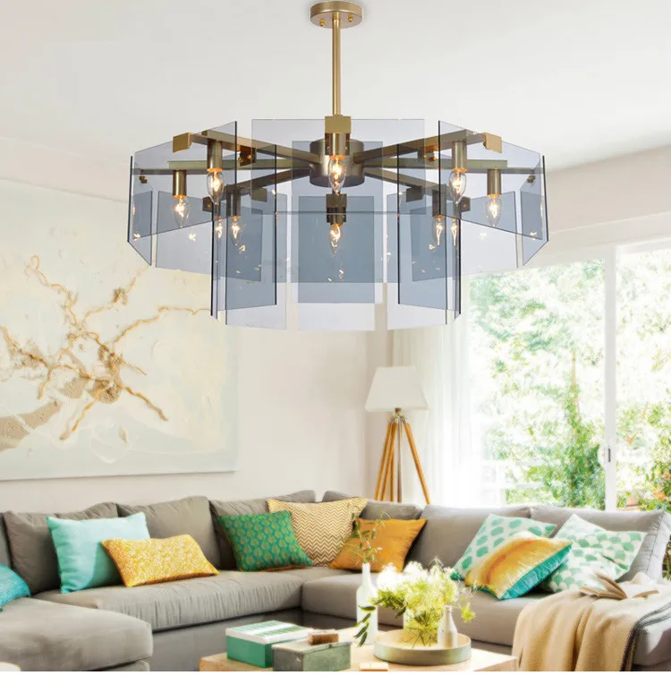 

Современная простая стеклянная люстра, потолочный светильник для гостиной, спальни, ресторана, американская светильник па, роскошный худож...