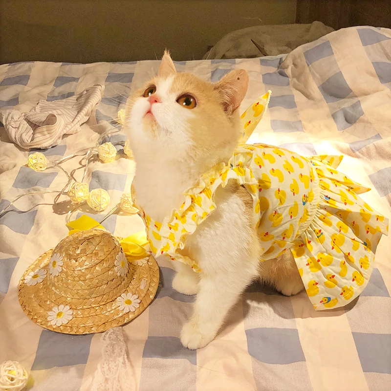 

Cartoon Animal Design Pet Cats Dogs Clothes Summer Dress For Cat Slip Ruffle Dress Polyester Pet Cat Costumes For Kitten ZA15