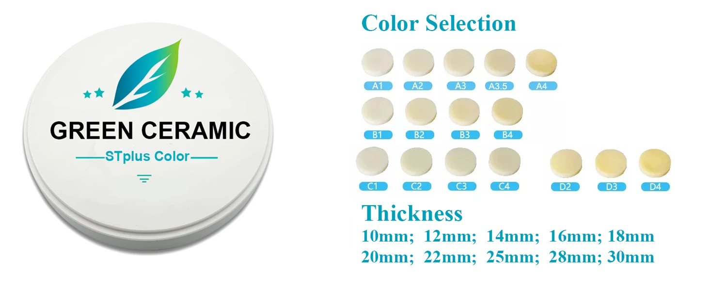 ST+C  super translucent Pre color zirconia block vita 16 shade guide and bleach color and dental lab whiten teeth material