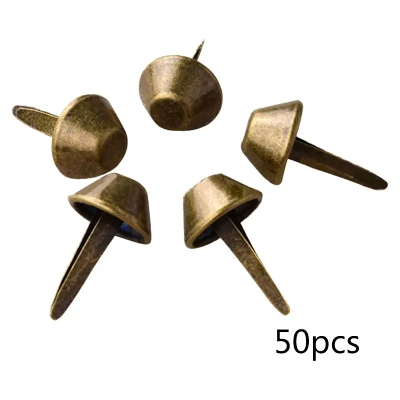 

50Pcs/Pack 15mm Flat Bag Purse Handbag Metal Feet Nailheads Bottom Studs Nail Spike Buckles Luggage Pieces Rivet 63HC