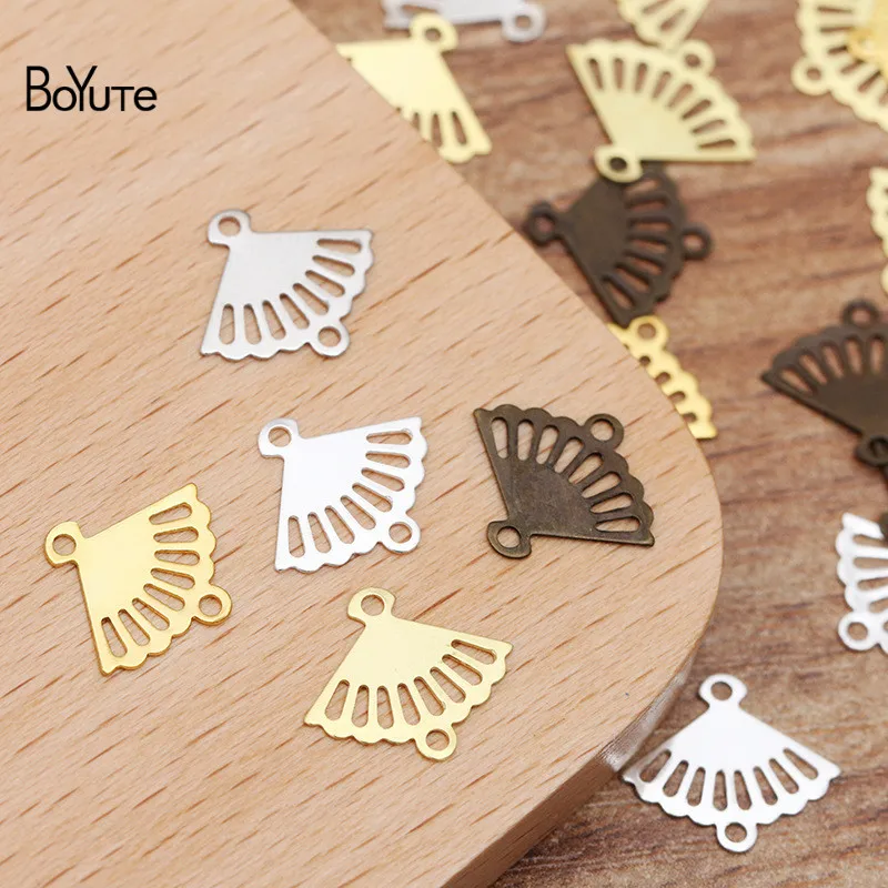 

BoYuTe (500 Pieces/Lot) 10*12MM Metal Brass Filigree Sector Connector Charms Diy Hand Made Jewelry Accessories Wholesale