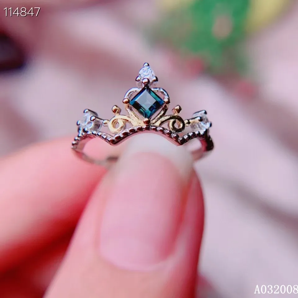 

KJJEAXCMY boutique jewelry 925 sterling silver inlaid natural sapphire ring delicate ladies vintage Crown ring support testing