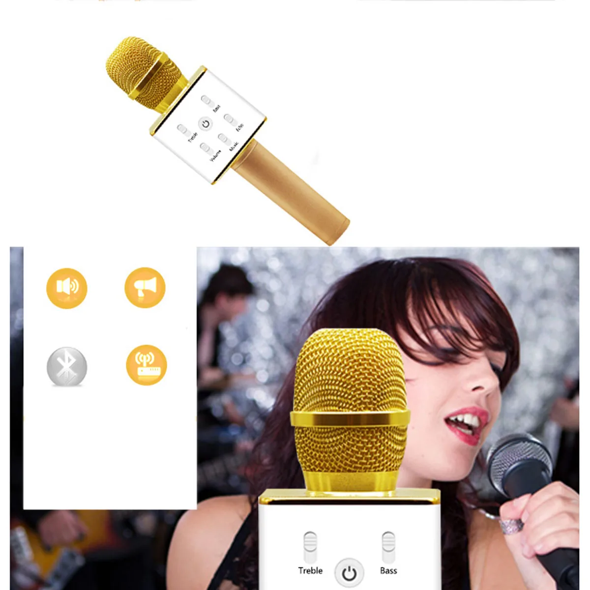 Q7 ручной микрофон Bluetooth беспроводной KTV с динамиком 4 0 применить к смартфону