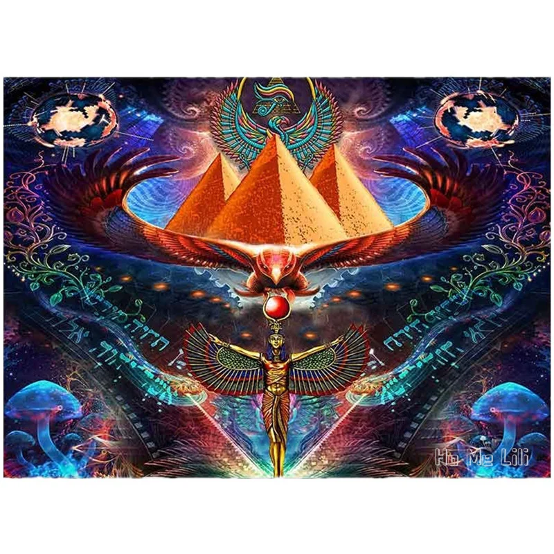 

Egyptian Mythology Pyramid Of The God Of Horus Eyes Fantasy Mushroom Trippy Plant By Ho Me Lili Tapestry For Room