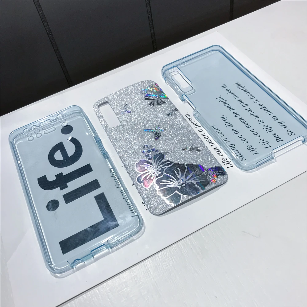 360 PC + TPU Front Back Buterfly Flower Glitter Phone Case For Samsung Galaxy Note 10 9 8 A10 A20E A30 A50 A70 2019 Cover |