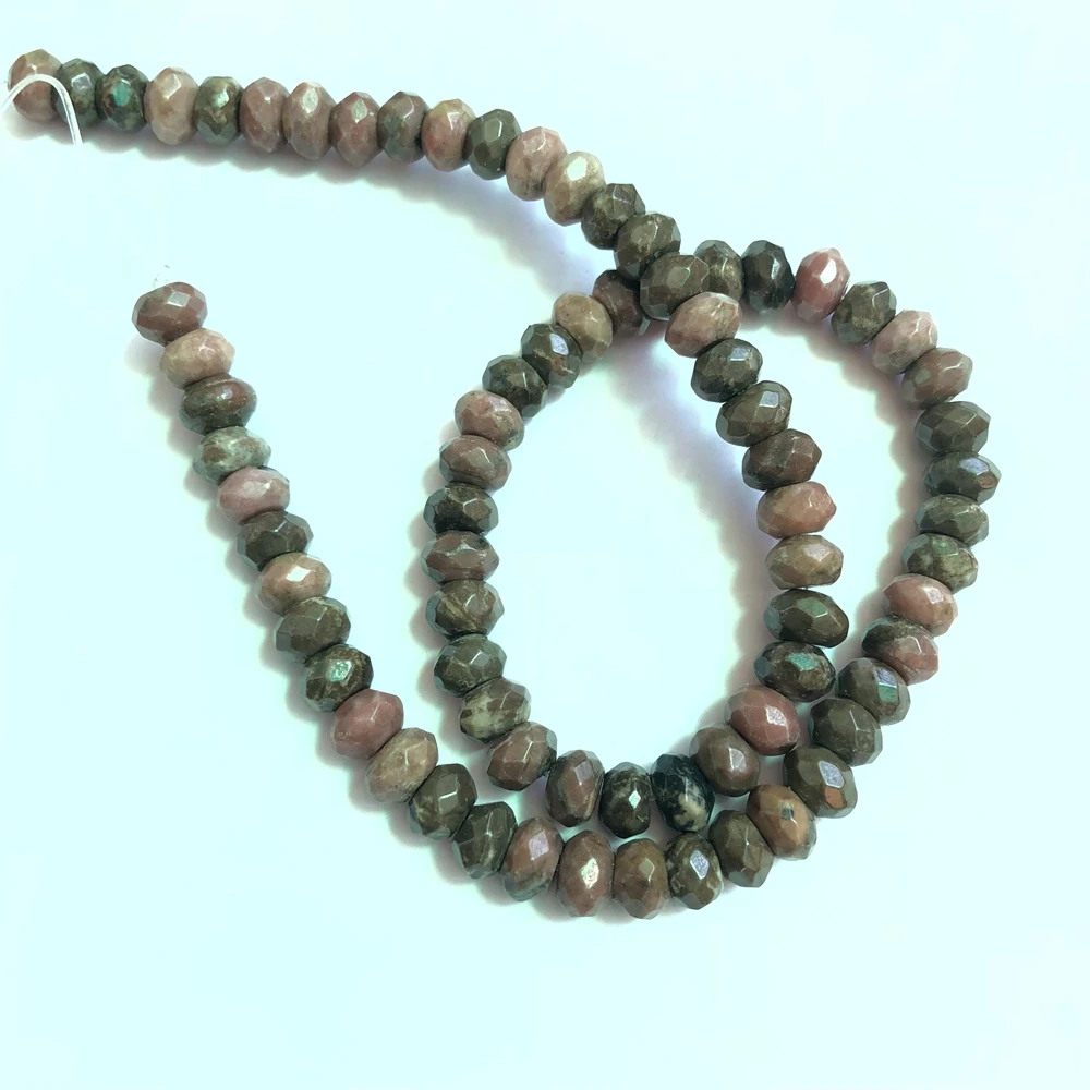

Wholesale 1string of 15" Natural Rhodonite Faceted Roundel Beads,6mm 8mm 10mm Roundlle Gemstone Loose Bead for Jewelryl