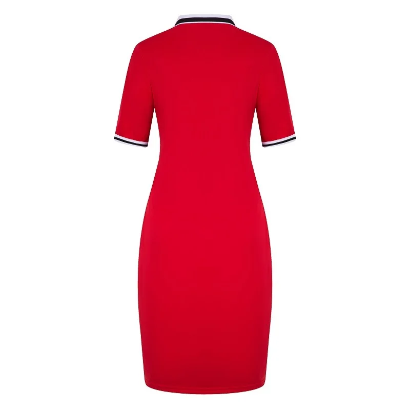 Женская летняя хлопковая Футболка поло с коротким рукавом Повседневное платье