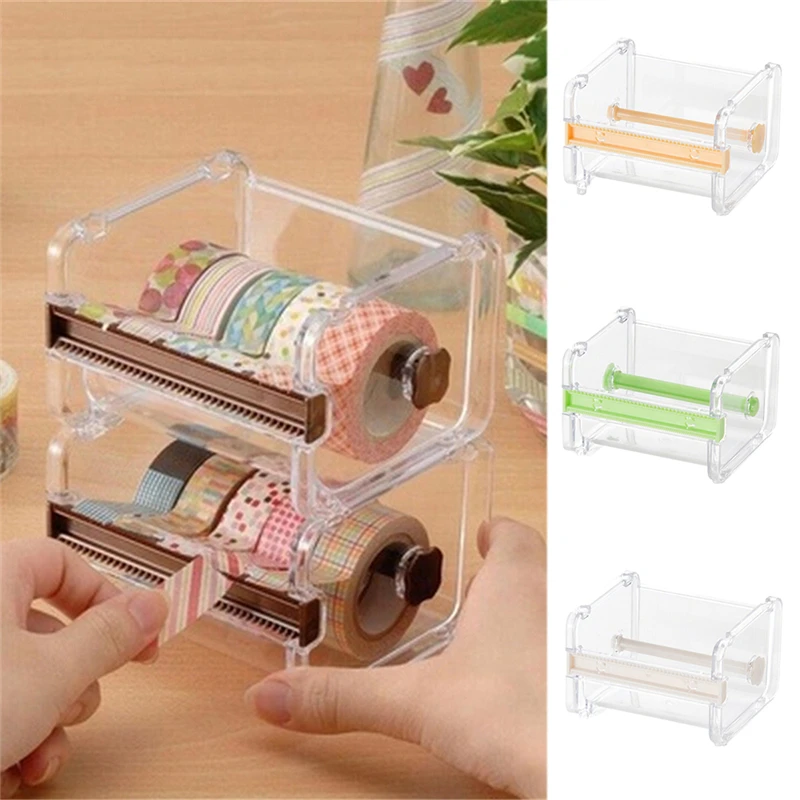 

Japanese Stationery Masking Tape Cutter Washi Tape Storage Organizer Cutter Office Tape Dispenser Supplies Beige Color Only